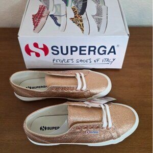 Superga 2750 Fantasia Rose Gold Sneakers Vulcanized Rubber Sole & Cotton Lining